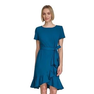Andrew Marc Flounce Hem Belted Dress